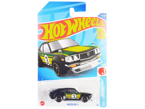 Mazda RX-3 #3 Black and Yellow with Green Stripes "HW J-Imports" Series Diecast Model Car by Hot Wheels
