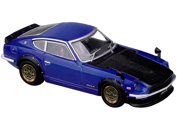Nissan Fairlady Z (S30) RHD (Right Hand Drive) Blue Metallic with Carbon Hood 1/64 Diecast Model Car by Inno Models