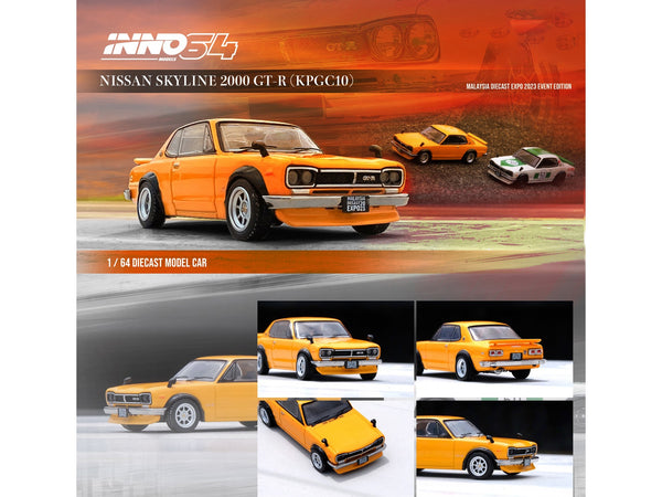 Nissan Skyline 2000 GT-R (KPGC10) RHD (Right Hand Drive) Orange "Malaysia Diecast Expo Event Edition" (2023) 1/64 Diecast Model Car by Inno Models
