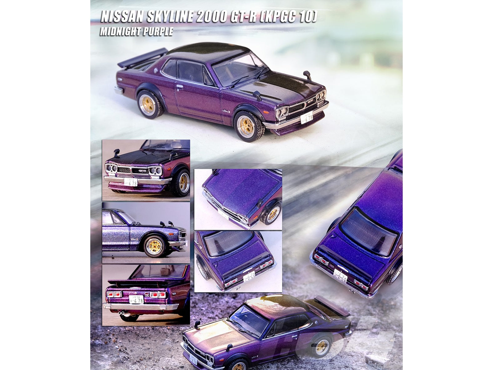Nissan Skyline 2000 GT-R (KPGC10) RHD (Right Hand Drive) Magic Purple II Metallic 1/64 Diecast Model Car by Inno Models