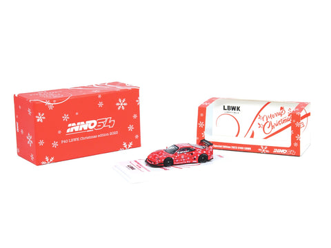 LBWK (Liberty Walk) F40 Red with Graphics "Christmas 2023 Special Edition" 1/64 Diecast Model Car by Inno Models