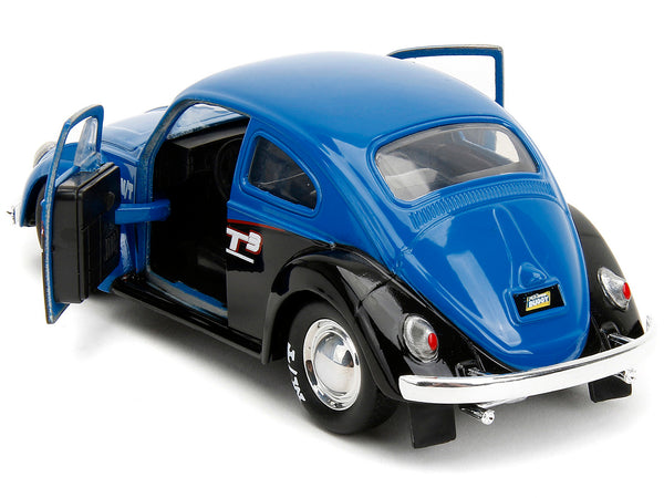 1959 Volkswagen Beetle "Spirit3 Racing" Blue and Black and Boxing Gloves Accessory "Punch Buggy" Series 1/32 Diecast Model Car by Jada