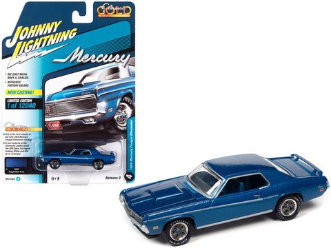 1969 Mercury Cougar Eliminator Bright Blue Metallic with White Stripes "Classic Gold Collection" Series Limited Edition to 12240 pieces Worldwide 1/64 Diecast Model Car by Johnny Lightning