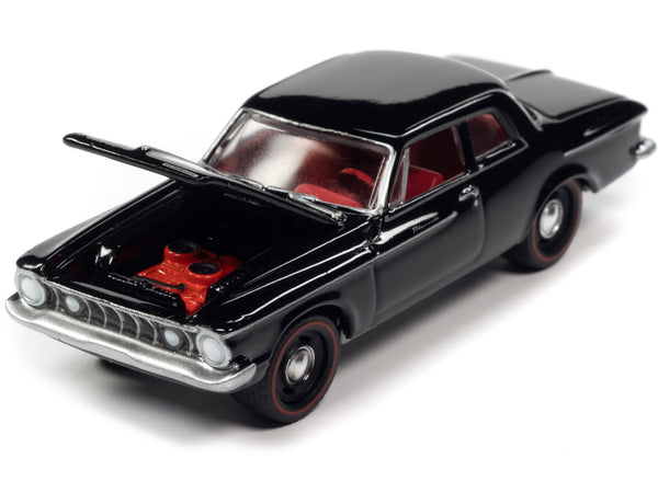 1962 Plymouth Savoy Max Wedge Silhouette Black with Red Interior "Classic Gold Collection" Series Limited Edition to 11880 pieces Worldwide 1/64 Diecast Model Car by Johnny Lightning