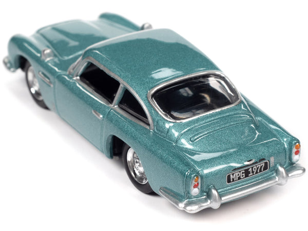 1966 Aston Martin DB5 RHD (Right Hand Drive) Caribbean Pearl Blue Metallic "Classic Gold Collection" 2023 Release 1 Limited Edition to 4428 pieces Worldwide 1/64 Diecast Model Car by Johnny Lightning