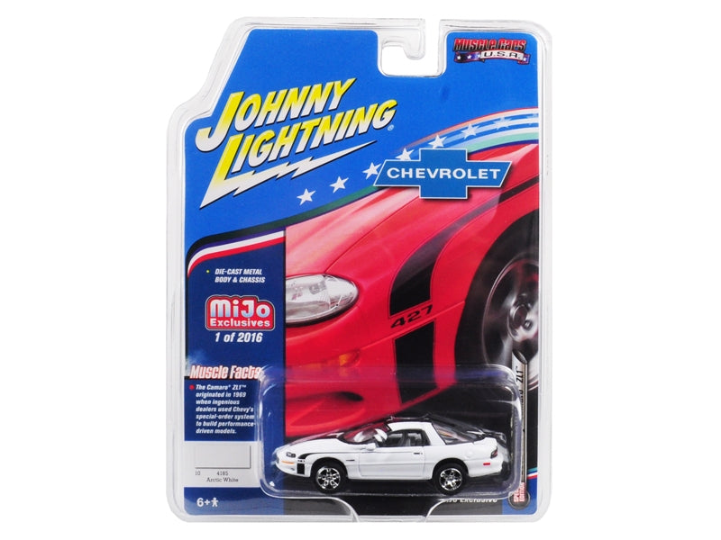 2002 Chevrolet Camaro ZL1 427 Arctic White with Black Stripes "Muscle Cars USA" Limited Edition to 2016 pieces Worldwide 1/64 Diecast Model Car by Johnny Lightning