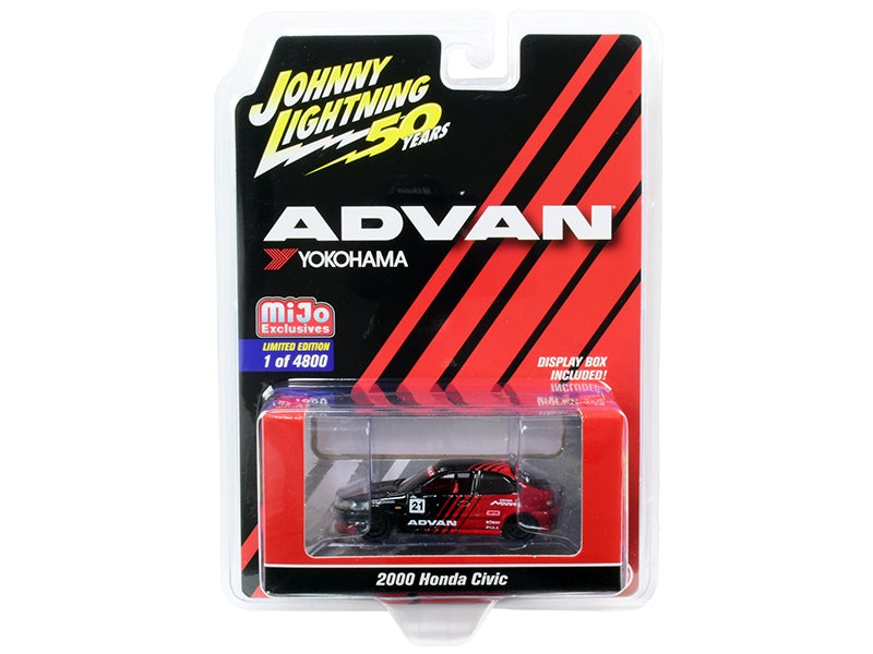 2000 Honda Civic #21 "ADVAN Yokohama" "Johnny Lightning 50th Anniversary" Limited Edition to 4800 pieces Worldwide 1/64 Diecast Model Car by Johnny Lightning