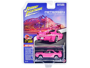 2000 Nissan Skyline GT R BNR34 RHD Right Hand Drive Pink with White Graphics and Interior Petersen Automotive Museum Limited Edition to 2496 pieces Worldwide 1/64 Diecast Model Car Johnny Lightning JLCP7410