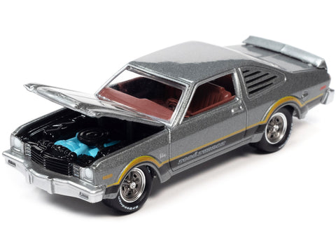 1976 Plymouth Volare Road Runner Silver Cloud Metallic with Stripes "OK Used Cars" Series Limited Edition to 18056 pieces Worldwide 1/64 Diecast Model Car by Johnny Lightning