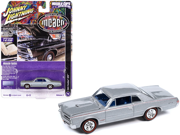 1965 Pontiac GTO Bluemist Slate Metallic with Red Stripes and Blue Interior "MCACN (Muscle Car and Corvette Nationals)" Limited Edition to 4140 pieces Worldwide "Muscle Cars USA" Series 1/64 Diecast Model Car by Johnny Lightning