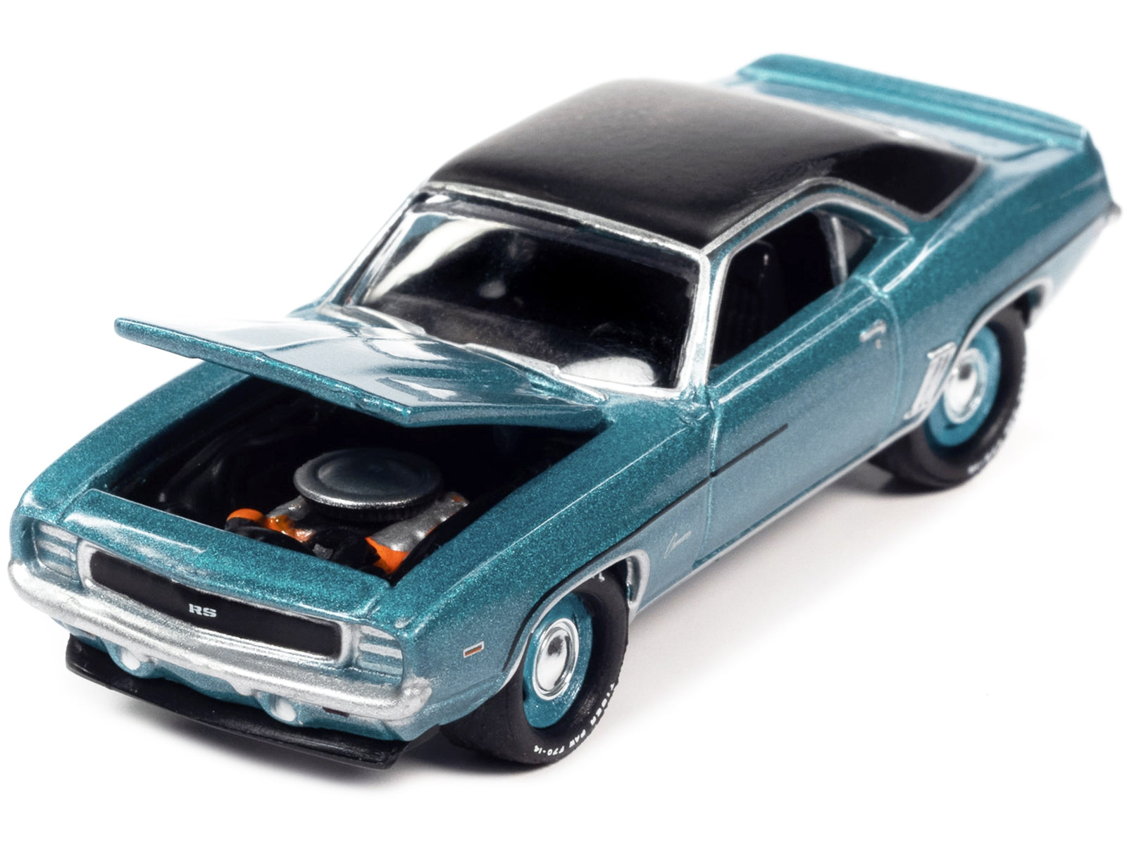 1969 Chevrolet COPO Camaro RS Azure Turquoise Metallic with Black Top "MCACN (Muscle Car and Corvette Nationals)" Limited Edition to 4140 pieces Worldwide "Muscle Cars USA" Series 1/64 Diecast Model Car by Johnny Lightning