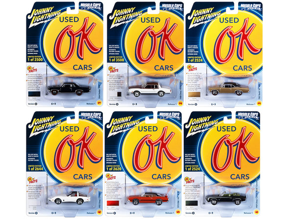 "Muscle Cars USA" 2023 Set A of 6 pieces Release 1 "OK Used Cars" 1/64 Diecast Model Cars by Johnny Lightning