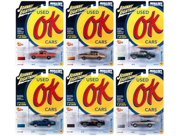 "Muscle Cars USA" 2023 Set B of 6 pieces Release 1 "OK Used Cars" 1/64 Diecast Model Cars by Johnny Lightning