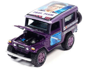 1980 Toyota Land Cruiser Purple Metallic "Modern Clue Professor Plum" with Poker Chip Collector's Token "Pop Culture" 2022 Release 3 1/64 Diecast Model Car by Johnny Lightning