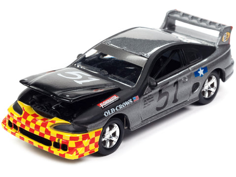 1990s Ford Mustang Race Car #51 Black and Dark Silver Metallic "Old Crows" "24 Hours of Lemons" Limited Edition to 4740 pieces Worldwide "Street Freaks" Series 1/64 Diecast Model Car by Johnny Lightning