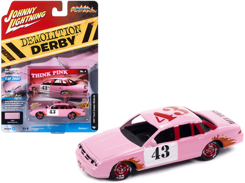 1997 Ford Crown Victoria #43 Faded Demo Derby Pink "Demolition Derby" Limited Edition to 3900 pieces Worldwide "Street Freaks" Series 1/64 Diecast Model Car by Johnny Lightning
