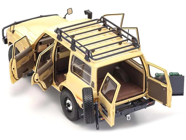 Toyota Land Cruiser 60 RHD (Right Hand Drive) Beige with Stripes and Roof Rack with Accessories 1/18 Diecast Model Car by Kyosho