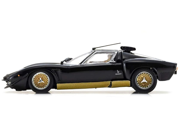 Lamborghini Miura SVR Black with Gold Accents and Wheels 1/43 Diecast Model Car by Kyosho