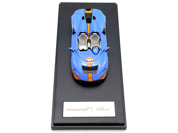 McLaren Elva Convertible Light Blue with Orange Accents "Gulf Oil" 1/64 Diecast Model Car by LCD Models