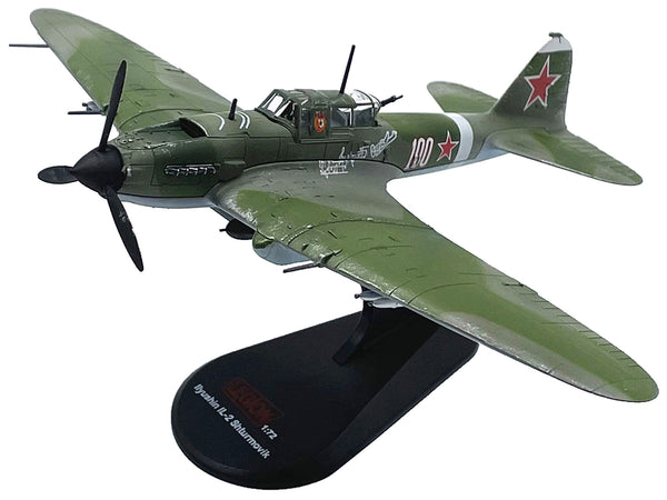 Ilyushin IL-2M3 Sturmovik Aircraft #100 Green Camouflage "Piloted by Vasily Emelyanenko" Soviet Air Force 1/72 Diecast Model Airplane by Legion