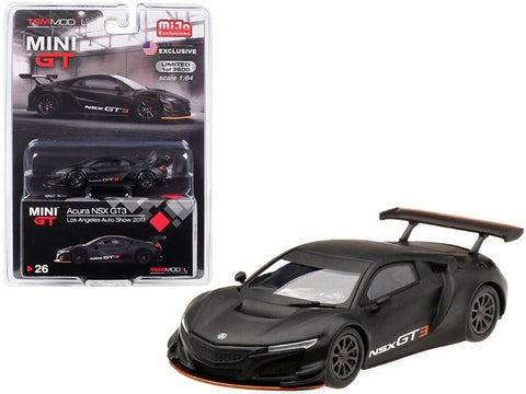 Acura NSX GT3 Matt Black "Los Angeles Auto Show 2017" Limited Edition to 3600 pieces Worldwide 1/64 Diecast Model Car by True Scale Miniatures