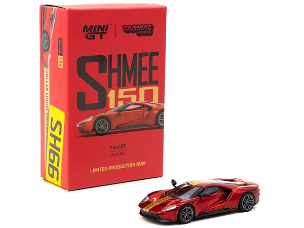 Ford GT Liquid Red Metallic with Gold Stripes "Shmee150 Collection" "Collaboration Model" 1/64 Diecast Model Car by True Scale Miniatures & Tarmac Works