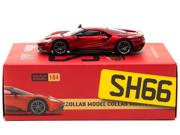 Ford GT Liquid Red Metallic with Gold Stripes "Shmee150 Collection" "Collaboration Model" 1/64 Diecast Model Car by True Scale Miniatures & Tarmac Works