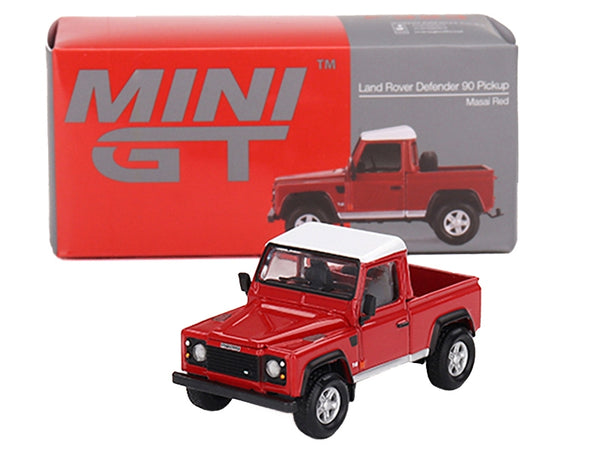 Land Rover Defender 90 Pickup Truck Masai Red Limited Edition to 1800 pieces Worldwide 1/64 Diecast Model Car by True Scale Miniatures