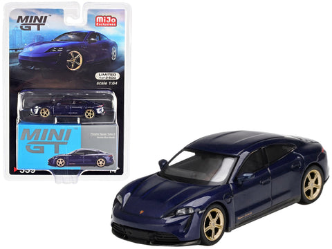 Porsche Taycan Turbo S Gentian Blue Metallic Limited Edition to 2400 pieces Worldwide 1/64 Diecast Model Car by True Scale Miniatures