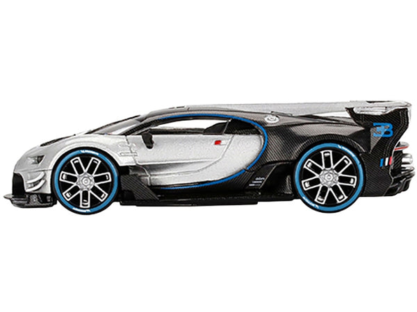 Bugatti Vision Gran Turismo Silver Metallic and Carbon Limited Edition to 9600 pieces Worldwide 1/64 Diecast Model Car by True Scale Miniatures