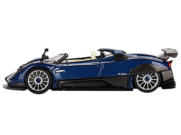 Pagani Zonda HP Barchetta Convertible Blue Tricolore Metallic and Carbon with White Interior Limited Edition to 4200 pieces Worldwide 1/64 Diecast Model Car by True Scale Miniatures