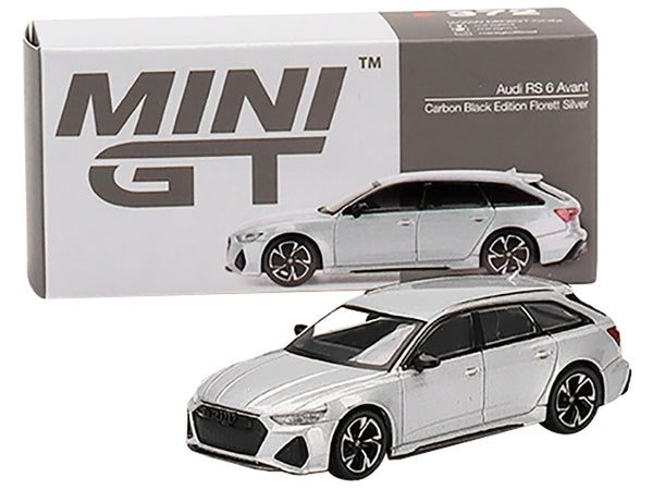 Audi RS 6 Avant Carbon Black Edition Florett Silver Metallic Limited Edition to 2400 pieces Worldwide 1/64 Diecast Model Car by True Scale Miniatures