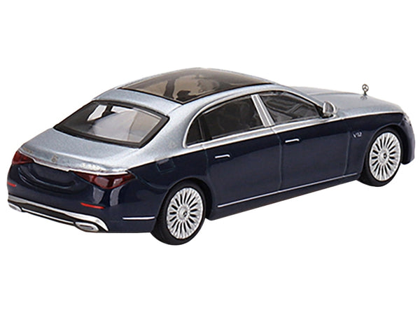 Mercedes-Maybach S 680 Cirrus Silver and Nautical Blue Metallic Limited Edition to 3600 pieces Worldwide 1/64 Diecast Model Car by True Scale Miniatures
