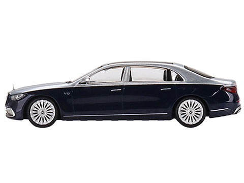 Mercedes-Maybach S 680 Cirrus Silver and Nautical Blue Metallic Limited Edition to 3600 pieces Worldwide 1/64 Diecast Model Car by True Scale Miniatures