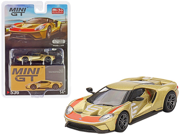 Ford GT #5 "Holman Moody Heritage Edition" Gold Metallic with Red Accents Limited Edition to 1800 pieces Worldwide 1/64 Diecast Model Car by True Scale Miniatures