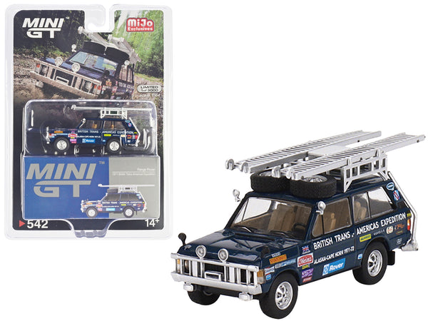 Land Rover Range Rover Blue "1971 British Trans-Americas Expedition (VXC-868K)" with Roof Rack and Ladder Limited Edition to 3000 pieces Worldwide 1/64 Diecast Model Car by True Scale Miniatures