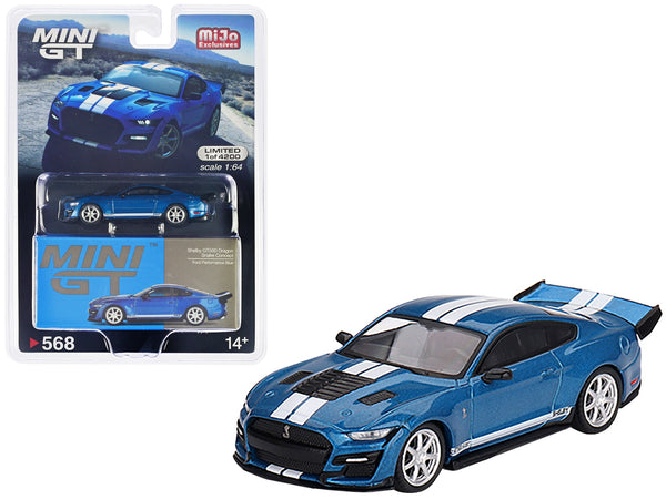 Shelby GT500 Dragon Snake Concept Ford Performance Blue Metallic with White Stripes Limited Edition to 4200 pieces Worldwide 1/64 Diecast Model Car by True Scale Miniatures