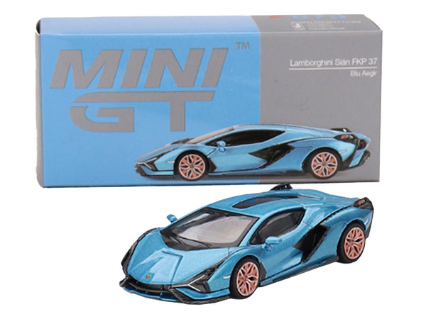 Lamborghini Sian FKP 37 Blu Aegir Blue Metallic Limited Edition to 6960 pieces Worldwide 1/64 Diecast Model Car by True Scale Miniatures