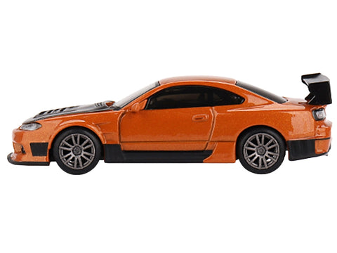 Nissan Silvia S15 D-MAX RHD (Right Hand Drive) Orange Metallic with Carbon Hood Limited Edition to 8160 pieces Worldwide 1/64 Diecast Model Car by True Scale Miniatures