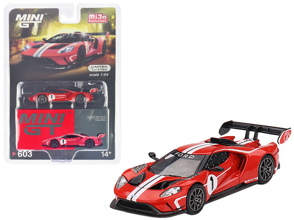 Ford GT MK II #1 Rosso Alpha Red with White Stripes Limited Edition to 2760 pieces Worldwide 1/64 Diecast Model Car by True Scale Miniatures