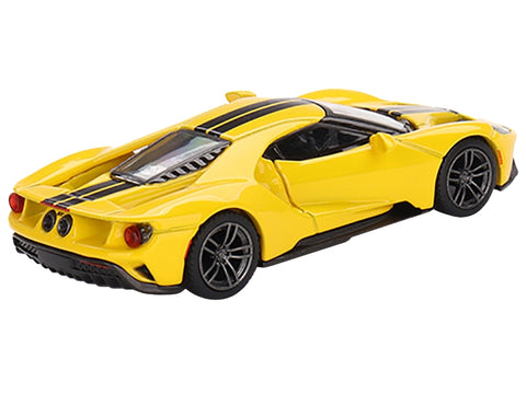Ford GT Triple Yellow with Black Stripes Limited Edition to 1800 pieces Worldwide 1/64 Diecast Model Car by True Scale Miniatures