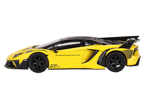 Lamborghini Aventador GT EVO Yellow and Black "LB-Silhouette Works" Limited Edition to 5400 pieces Worldwide 1/64 Diecast Model Car by True Scale Miniatures