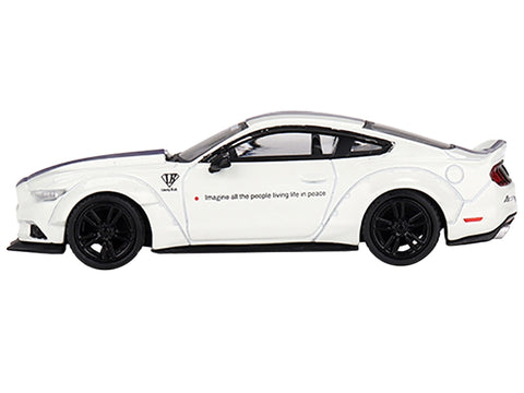 Ford Mustang GT "LB-Works" White with Blue Stripes Limited Edition to 3600 pieces Worldwide 1/64 Diecast Model Car by True Scale Miniatures