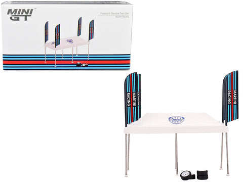 Paddock Service Tent Set with Extra Wheels "Martini Racing" for 1/64 scale models by True Scale Miniatures