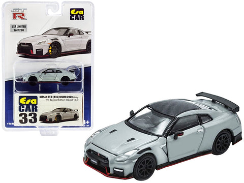 2020 Nissan GT-R (R35) RHD (Right Hand Drive) Nismo Gray with Carbon Top Limited Edition to 1200 pieces "Special Edition" 1/64 Diecast Model Car by Era Car
