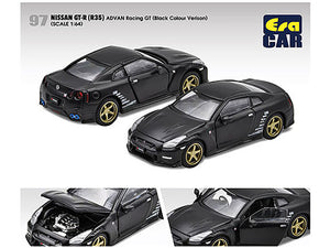 Nissan GT-R (R35) RHD (Right Hand Drive) Matt Black "Advan Racing GT" Limited Edition to 1200 pieces Worldwide 1/64 Diecast Model Car by Era Car