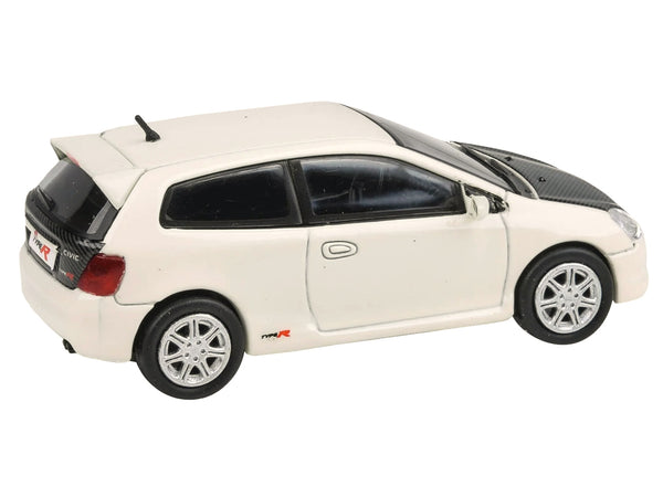 2001 Honda Civic Type R EP3 White with Carbon Hood 1/64 Diecast Model Car by Paragon Models