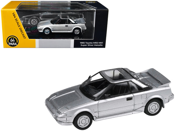 1985 Toyota MR2 MK1 Super Silver Metallic with Sunroof 1/64 Diecast Model Car by Paragon Models