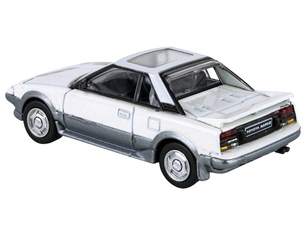 1985 Toyota MR2 MK1 White and Silver Metallic with Sun Roof 1/64 Diecast Model Car by Paragon Models