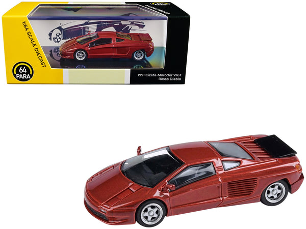 1991 Cizeta V16T Rosso Diablo Red Metallic 1/64 Diecast Model Car by Paragon Models